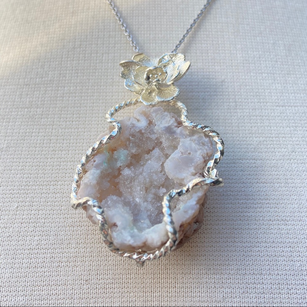 925 Silver Wrapped Geode Necklace - Picture 5 of 10